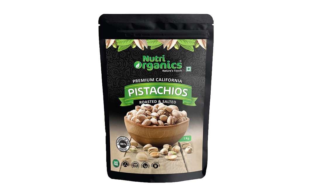 Nutri Organics Premium California Pistachios Roasted & Salted   Pack  1 kilogram